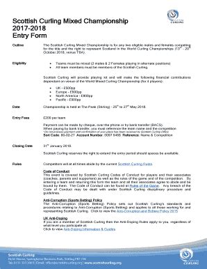 Fillable Online Scottish Curling Mixed Championship 2017-2018 Entry ...
