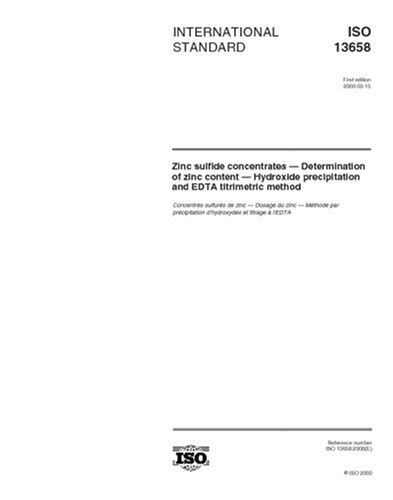 ISO 13658:2000, Zinc sulfide concentrates - Determination of zinc ...