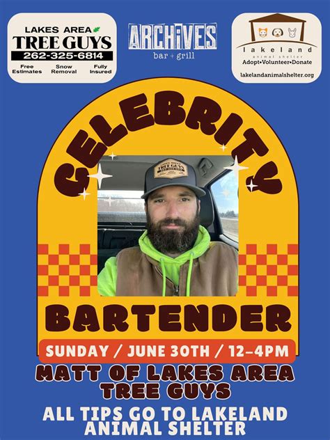 Celebrity Bartender for Charity - Matt Wingate of Lakes Area Tree Guys ...