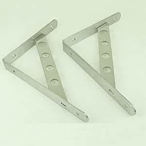 1 Pair Stainless Steel L Shaped Wall Shelf Bracket Rack Support 12 inch ...