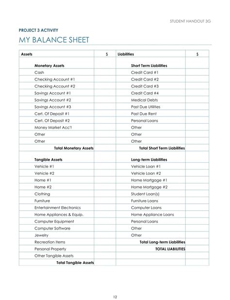 40 Free Printable Personal Balance Sheet Templates [Excel]