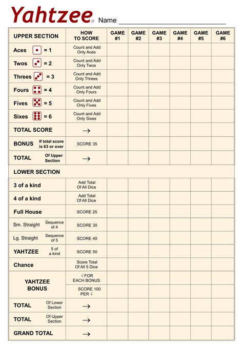 Yahtzee Score Sheets - 10 Free PDF Printables | Printablee