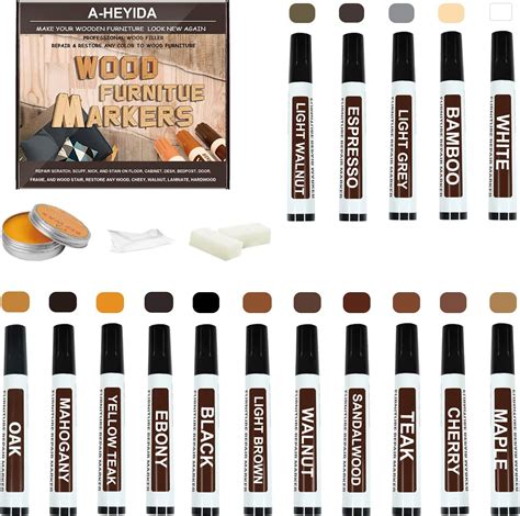 19Pcs Furniture Repair Kit Wood Marker, New 16 Color Wood Marker with ...