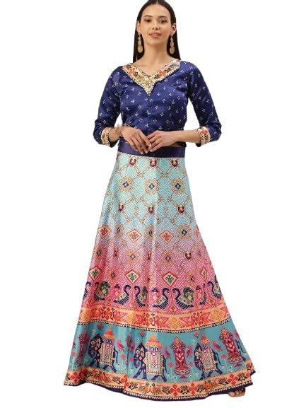 Buy Kaizen Texo Fab Women's Digital Printed Satin Silk Semi stitched ...