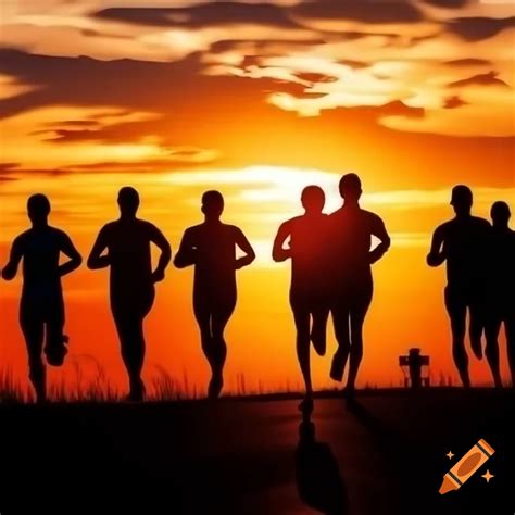 Silhouette of runners at sunset with the name carpe diem in vivid colors on Craiyon