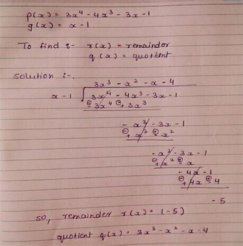 3x^4-3x^3-3x-1÷x-1 Answer by long division method - Brainly.in