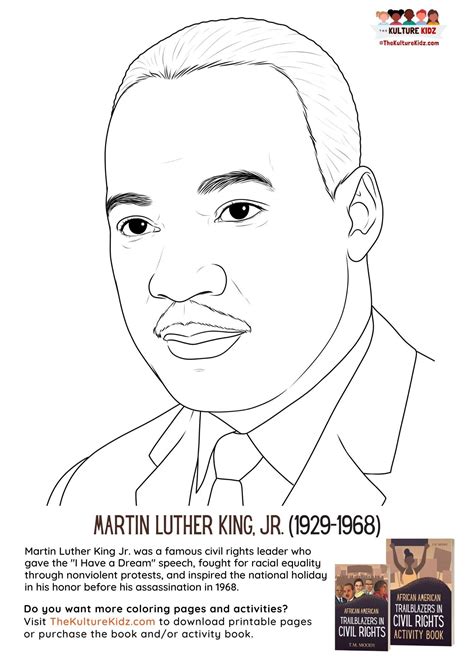 Luther Martin King Coloring Pages Jr Drawing Printable Mlk History ...
