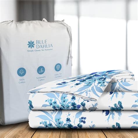 Buy Blue Dahlia 254TC Printed Cotton Fitted Bedsheet (Queen Size ...