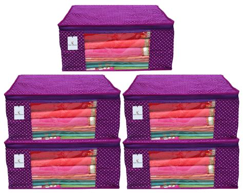 Kuber Industries Polka Dots 5 Piece Cotton 3 Layered Quilted Saree ...