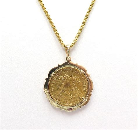 1886 S $5 Gold Liberty Head Coin in 14 Karat Bezel and Chain For Sale ...