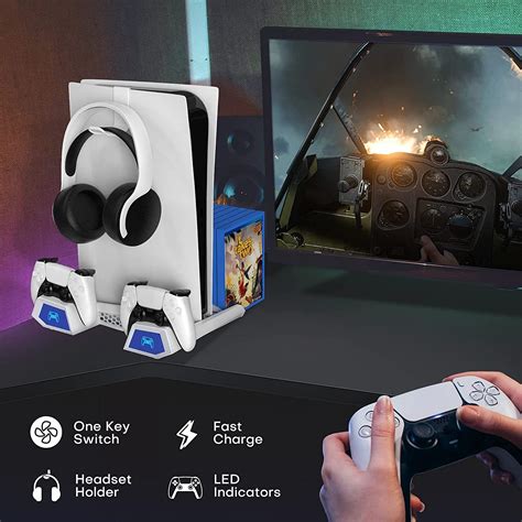 Buy PS5 Stand and Cooling Station with Dual Controller Charging Station ...