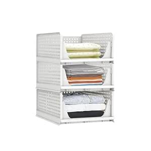 VERAT 3 Pieces Wardrobe Organizer/Stackable Drawers/Storage Organiser ...