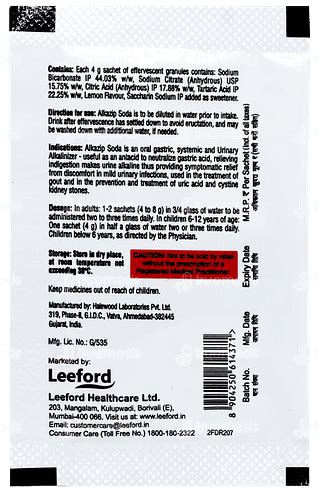 Alkazip Soda Granules 4 Gm - Uses, Side Effects, Dosage, Price | Truemeds