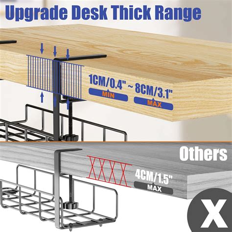 Buy Under Desk Cable Management Tray, Updated Long Arms(3.9in), No ...