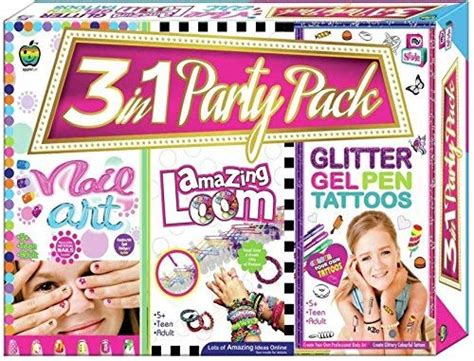 JAPSI 3 in 1 Nail Art + Loom Making + Glitter Tattoos ; Party Pack ...