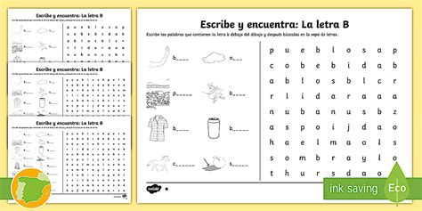 Sopa de letras: palabras que contienen la letra B