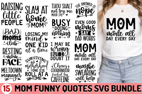 Mom Funny Quotes SVG Bundle Graphic by Cut File · Creative Fabrica
