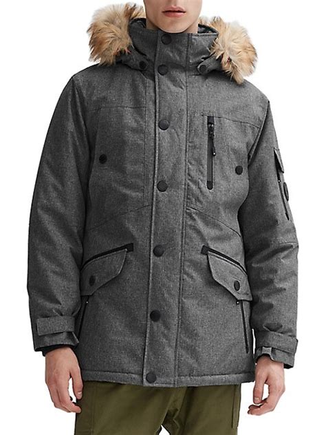 Faux Fur-Trim Hooded Parka