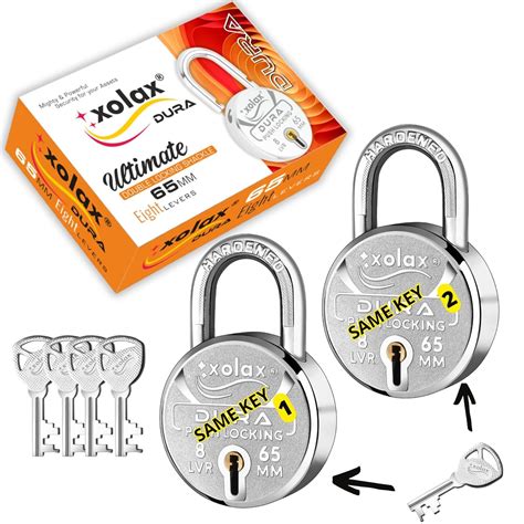XOLAX 2 Dura Padlocks 65mm with 4 Commom Keys - Padlock for Main Door ...