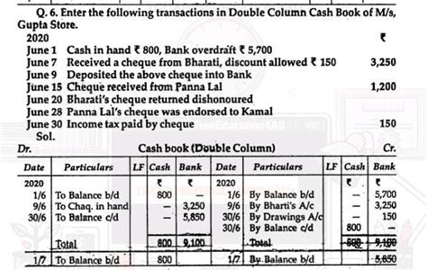 6. Enter the following transactions in the Double Column Cash Book of M ...