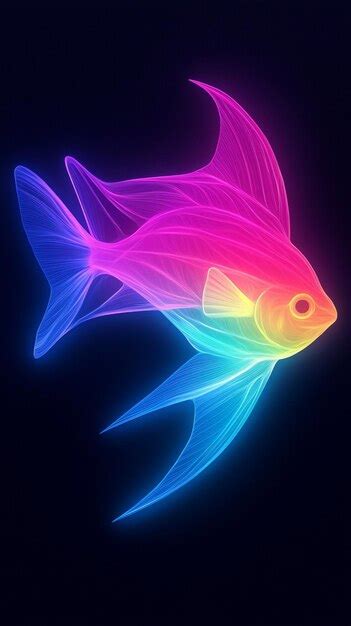 Stunning image of glow in the dark neon colored translucent fish ...