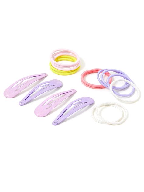 Accessorize Girl Glitter Clic Clac And Pony Hair Set - Accessorize India