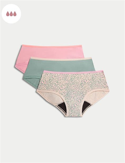 Buy 3pk Heavy Absorbency First Period Low Rise Shorts at Marks & Spencer