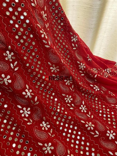 Red Gota Patti & Mirror Chikankari Suit – Dress365days