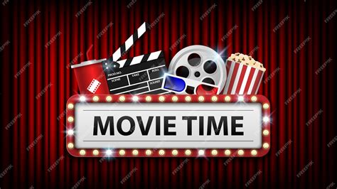 Kinohintergrundkonzept, Kinoobjekt auf rotem Vorhanghintergrund und ...