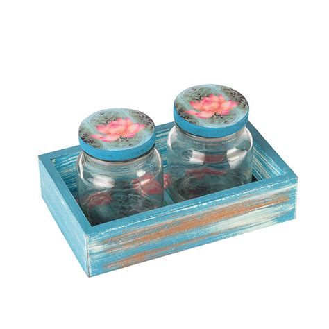 Blue Lotus Jar & Tray Set | Perfect for Serving | Artychoke