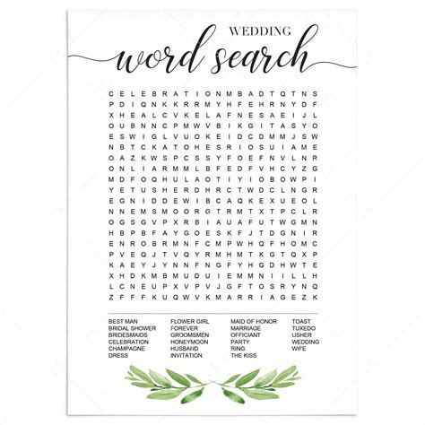 Wedding Shower Word Searches To Print Customizable Wedding Word Search