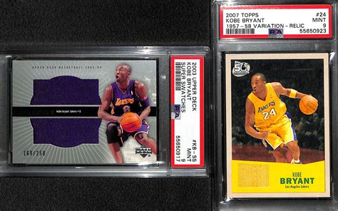 Kobe Bryant Jersey Card PSA 9 Lot (2) - 2003 Upper Deck Super Swatches ...