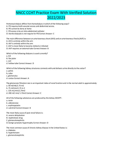 NNCC CCHT Practice Exam With Verified Solution 2022 - Scholarfriends