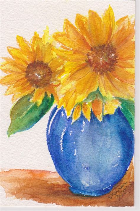 Easy Sunflower Watercolor Painting at Mary Lithgow blog