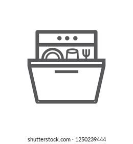 Open dishwasher Royalty Free Stock SVG Vector and Clip Art