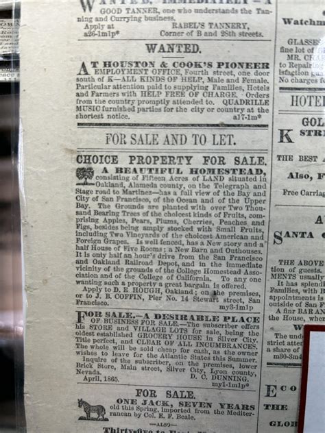 1865 Newspaper - Wonder what happened to this land… : r/sanfrancisco