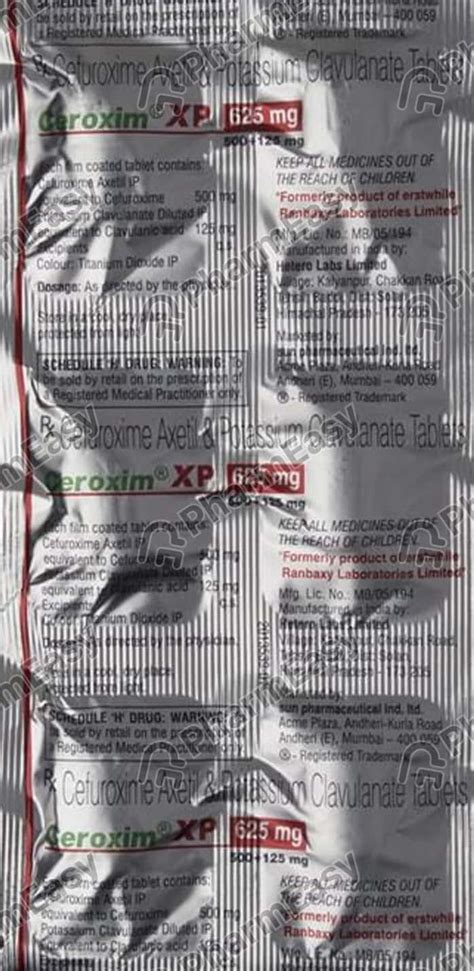 Ceroxim Xp 625mg Tablet: Uses, Side Effects, Price, Dosage ...