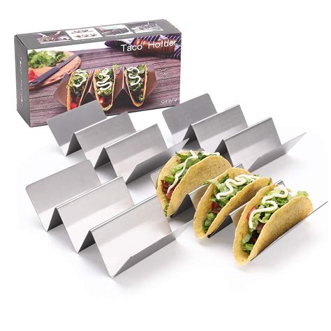 Taco Holder Stainless Steel Set Of 4 Taco Stand Up | Desertcart INDIA
