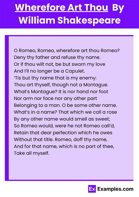 Wherefore Art Thou Poem by William Shakespeare to Download