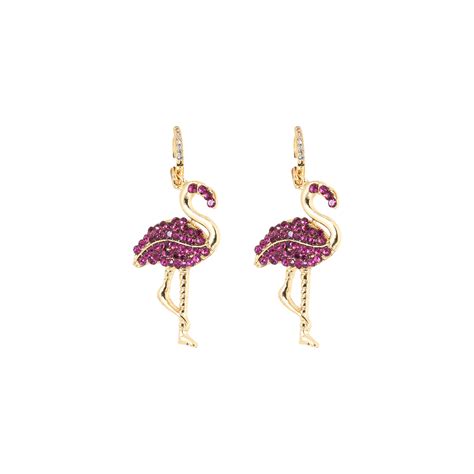 Joker & Witch Flappy Flamingo Pink And Gold Earrings For Women
