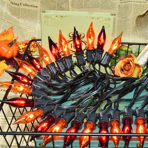 27.8Ft Orange and Purple Halloween Lights Flame String Lights, Spooky ...