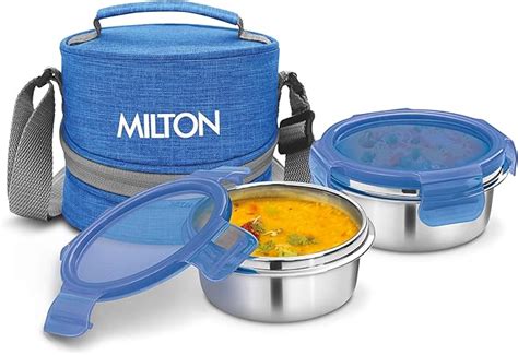Buy Milton Chic 2 Stainless Steel Tiffin Box, Set of 2, Blue Online at ...