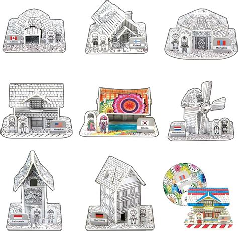 3D Puzzle POP Out World Coloring Traditional Houses India | Ubuy