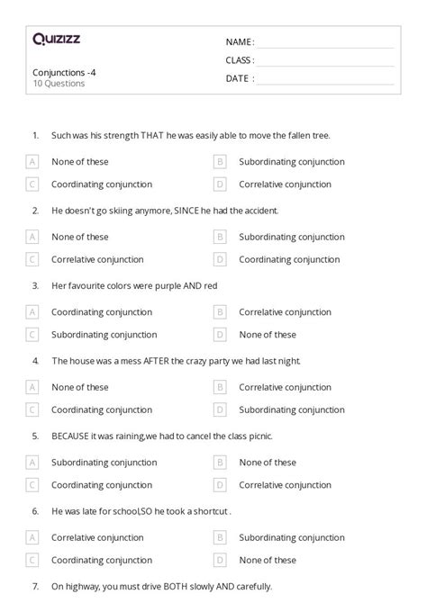 50+ Coordinating Conjunctions worksheets for 1st Class on Quizizz ...