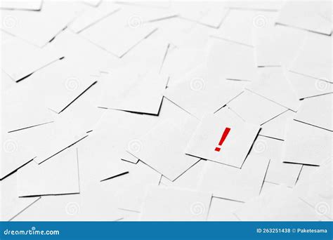 Pile of Blank Pieces of Paper with Red Exclamation Mark in the Middle ...