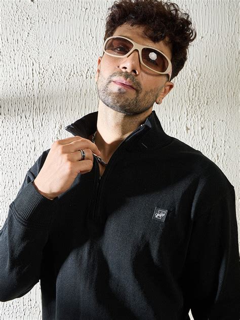Black Turtleneck Quarter Zip Sweater | Buy Mens Sweaters | Fugazee ...