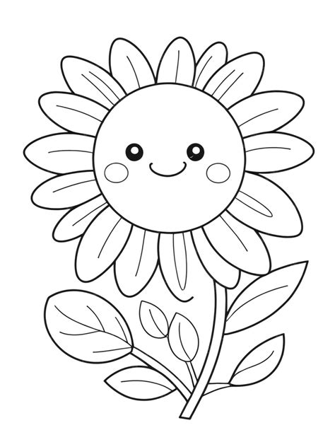 Premium Photo | Cute flower coloring page