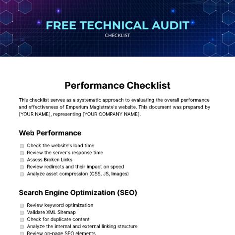 Free Technical Audit Checklist Template to Edit Online