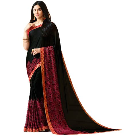RAJESHWAR FASHION WITH RF Women's Moss Silk Block Print Sarees For ...