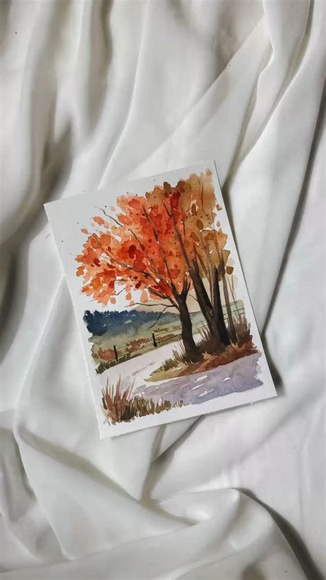 Image result for Watercolor Fall Landscape Tutorial